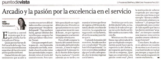 Arcadio y la pasión por la excelencia en el servicio