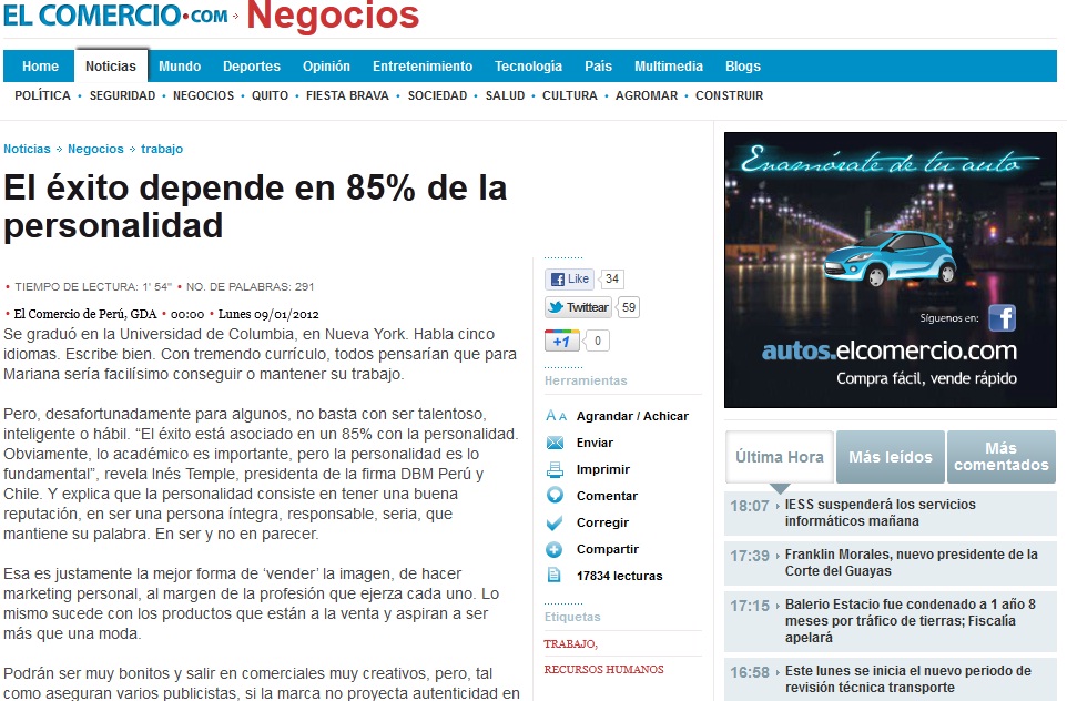 El éxito depende en 85% de la personalidad