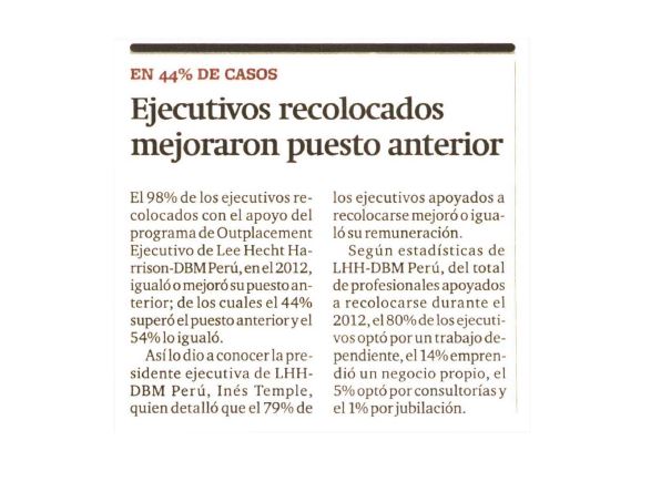 Ejecutivos recolocados mejoraron puesto anterior